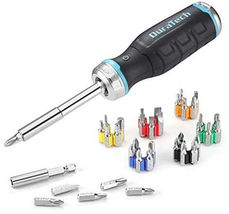 DURATECH Juego de Destornillador con Puntas 38-piezas, Carraca Trinquete Destornillador Palanca Magnética, Destornillador con Multi-puntas con Barra de Extensión