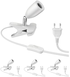 ledscom.de 4x klämlampa LIK, vit matt, 1x E27 max. 60W