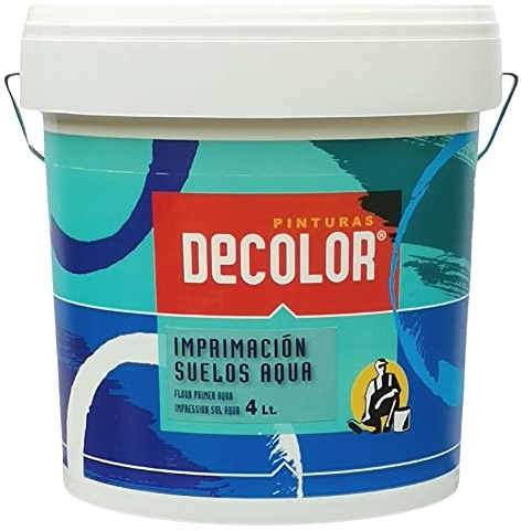 PINTURAS DECOLOR - Imprimación Suelos Aqua- Imprimación incolora para suelos, (4 LITROS). Resistente a la humedad. Gran adherencia. Garajes, Terrazas, Sotanos