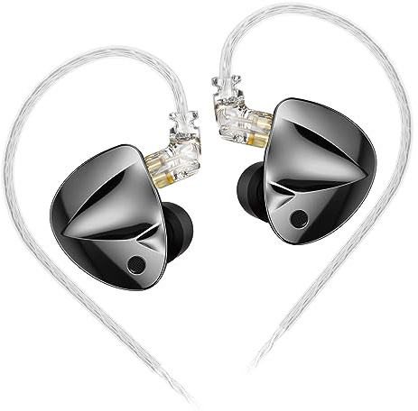 KZ D-FI Auriculares intrauditivos con Monitor de 4 Niveles, Auriculares con Sonido estéreo HiFi Auriculares con Cable y cancelación de Ruido Bass Earbuds (Sin Micro Sin interruptores)
