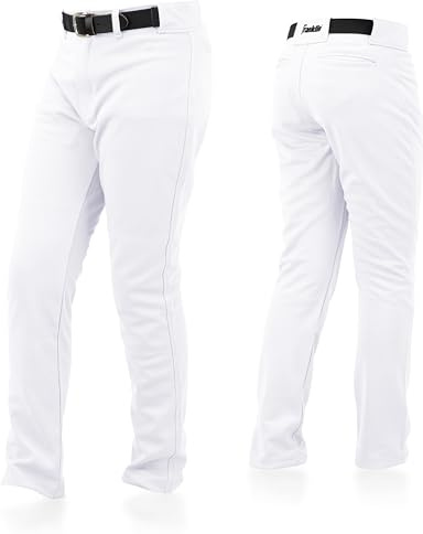 Franklin Sports Youth Baseball + Softball Pants - Relaxed Style Kids Baseball Pants for Boys + Girls with Belt Loop - White - Youth Large