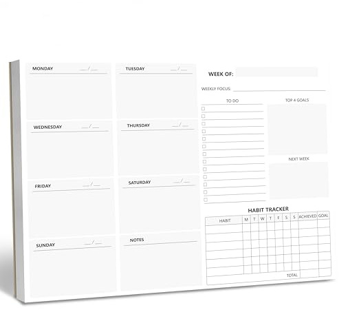 Planner Settimanale da 90 Fogli con Magneti, Blocco Note Magnetico a Fogli Staccabili con Programma Giornaliero, Lista di Controllo, Blocco Note per Appunti, Priorità e Tracciamento delle Abitudini