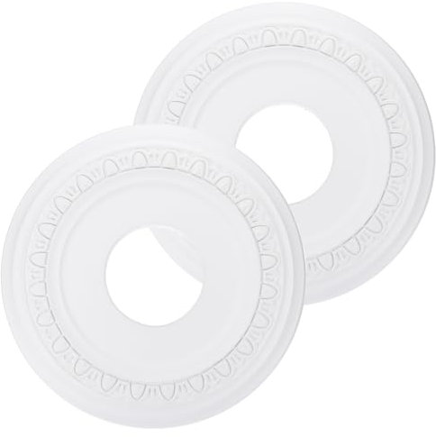 PATIKIL Médaillon de Plafond, 2 Pcs 30 x 10 cm PU pour Luminaire de Plafond Chandelier Médaillon de Plafond en Forme de Pétales pour Couvrir les Luminaires de Plafond, Blanc