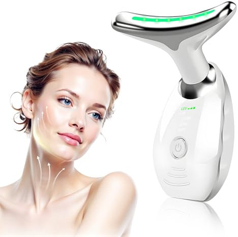 Journeyside Appareil Anti Rides Visage Massage, Masseur Electrique Lifting Visage de Beauté Electrique avec Lifting EMS Massage Thermique à 45℃,3 Modes&7 LED, pour Raffermissement du Visage et du Cou