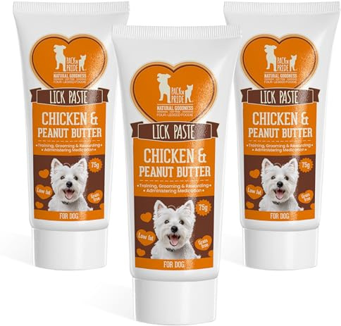 PACK'N PRIDE Liver Paste Dog Treats, Chicken and Peanut Butter Flavour Lick Paste, Rich in Nutrients, Portable, Ideal Training Reward, Comply with Lick Mat