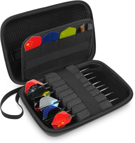 flintronic Custodia per Freccette, EVA Custodia Rigida per Freccette Portatile e Resistente, Borsa per Freccette di Ricambio per 8 Freccette con Punta in Acciaio o Freccette con Punta Morbida(Nero)