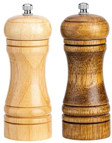 FILOEEX Lot de 2 moulins à épices en bois, moulin à poivre et sel manuel avec rotor en céramique réglable de 12,7 cm pour la maison et la cuisine