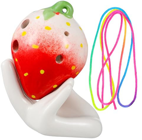 QUMIIRITY Sechs-loch Erdbeer-ocarina Für Junge Mädchen Musikinstrument Mit Umhängeband Und Notenblatt Kreatives Design Musikalischen Fähigkeiten Von Kindern