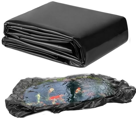 TezhiIe Lámina para estanque de LDPE negro, duradera, plegable y resistente a desgarros, 79 x 157 cm, para estanques de peces, cascadas, estanques koi, 0,5 mm/20 mil de grosor (2 x 4)