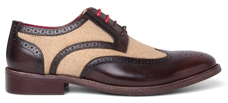 Infinity Leather Zapatos Brogue de Lona y Cuero Marrón para Hombre - Cole