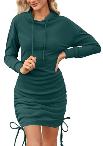 Aottori Vestido Sudadera Mujer Elegante Sudadera Larga con Capucha Hoodie Pullover Casual Otoño Invierno Jersey Manga Larga Sólido Sudaderas Dress