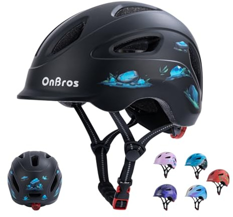 Kids Bike Helmet, OnBros Kid Bicycle Helmet for Girls and Boys with Light Lightweight Kids Helmets Certified Toddler Helmets for Kids 3-5-8-10 Age (46-50-55 cm)