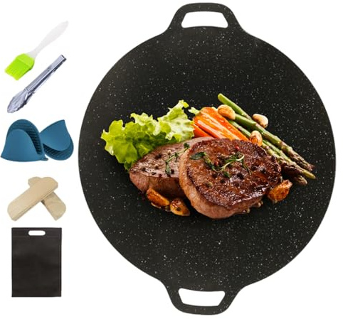 Ranley Plancha | Sartén antiadherente de hierro fundido estilo coreano | plancha multifuncional para camping, jardín, picnic