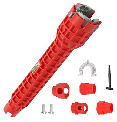 xlwen Chiave per rubinetto 14 in 1,Chiave Multifunzione 14 in 1 per Lavandino Lavandino Cucina Sanitaria(Rosso)