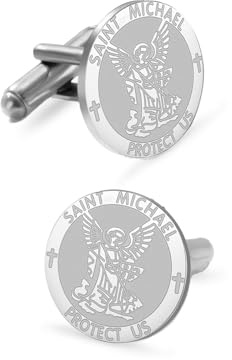 Saint Michael manschettknappar rostfritt stål ärkeängel amulett St Michael manschettknapp skyddssmycken för män lämpliga för olika tillfällen
