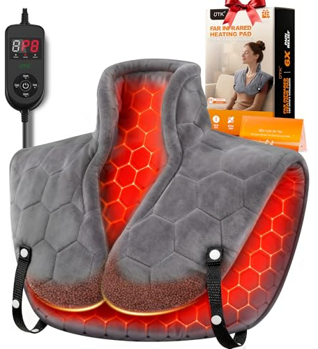UTK Termoforo Cervicale e Spalle Infrarossi Lontani, Regalo Donna, Scaldacollo Cervicale taglia grande con tracolla, si Riscalda in 30 Secondi, Fino a 70°C, Lavabile in Macchina, Regalo Mamma Natale