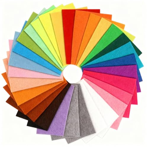 40 Pcs Soft Coloured Felt Fabric Sheets, 30 x 20 cm A4 Size, Assorted Colours Soft Nonwoven Sheets Fuzzy Felt for DIY Craft, Sewing, Patchwork and Art Projects