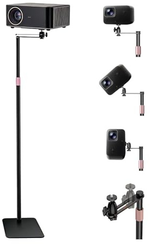 AmoreTempo Beamer Ständer Höhenverstellbar 360° Schwenkbar Bodenständer, Projektor Halterung, Versteckt, Für Heimkino, Spielzimmer und Büro
