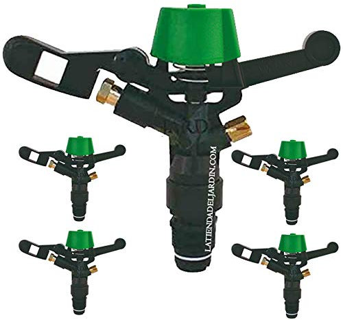 Suinga Aspersor de Riego Agricola Circular 3/4'' Antiheladas Boquilla Laton | Pack 5 Aspersores 13-18 m | Aspersor de Jardin 360º