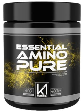 K1 NUTRITION - Aminoacidi Essenziali in Compresse 400 cpr - Integratori Pre Workout - Aminoacidi Ramificati BCAA - Vegane, Senza Glutine e Senza Lattosio