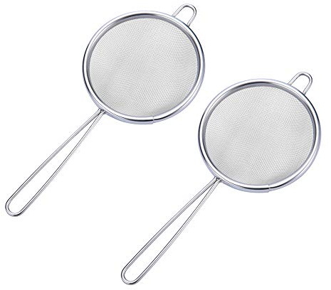 Tea Strainer,3 inch Fine Mesh Strainer,304 Premium Stainless Steel Sieves and Strainers,Kitchen Colander Sieve with Handle,Ideal for Juice Egg Tea Coffee Flour Filter (2pcs)