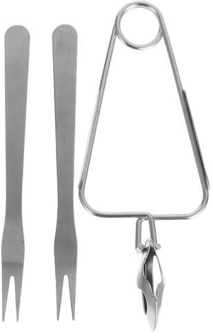 Hemoton Snail Tong Fork Set Stainless Steel Escargot Utensils with Ergonomic Handles for Home and Restaurant Dining 6.29X2.16X1.18In