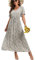 GRECERELLE Womens Summer Maxi Boho Beach Dress Floral Print Dress V Neck Short Sleeve Drawstring High Waist Flowy Long Midi Dresses (Lily Green, XL)