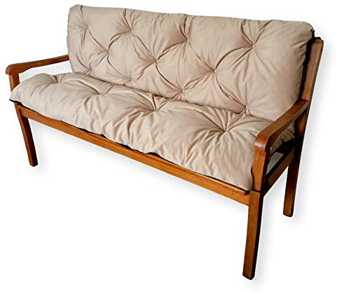 4L Textil Gartenbankauflage Hollywoodschaukel Auflage Bankauflage Outdoor Sitzkissen Bank Gartenbank Auflage Bankkissen Sitzauflage Bank Palettenkissen (100x60x50 cm, Beige)