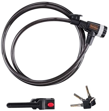 BLACK+DECKER BXCHBL7002 - Candado para bicicleta, moto y scooter, longitud 180 cm, temperaturas de hasta -20 °C, color negro