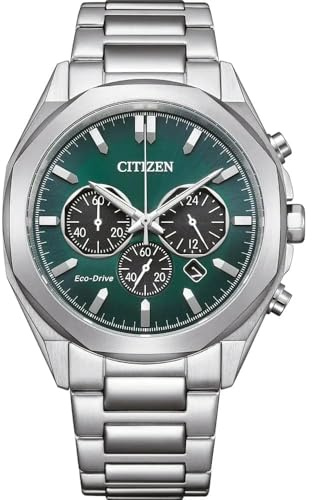Citizen Reloj analógico de Cuarzo para Hombre con Correa de Acero Inoxidable CA4590-81X, Verde, Pulsera