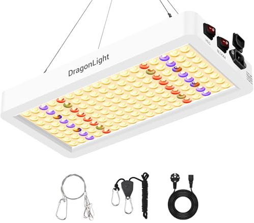 DragonLight senaste BW2000 växtlampa, LED, fullt spektrum med UV IR, dubbla chips LED-odling med 3 meter kabel för växthus och inomhusväxter, grönsaker och blomodling