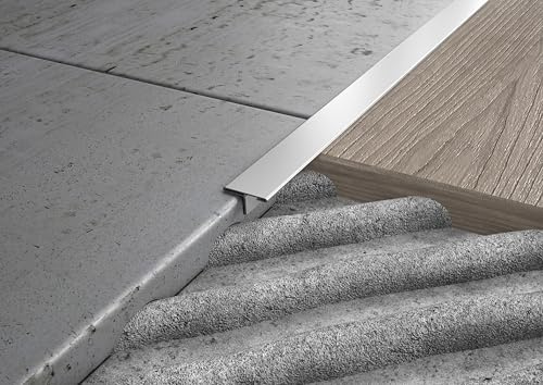Minuta Profili Profili In Acciaio Coprigiunto A T Profili Per Piastrelle Buona Resistenza Sollecitazioni Meccaniche E Chimiche Profilo Pavimento Barra 2,5 M Facile Installazione (LUCIDO 20 MM)
