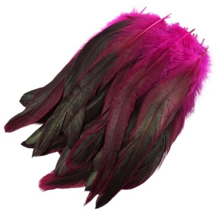 Plumes de coq colorées 15-20cm, 50 pièces/lot, for artisanat, décoration de poulet, création de bijoux, accessoires de vacances, Plumes de faisan colorées(Rose red)