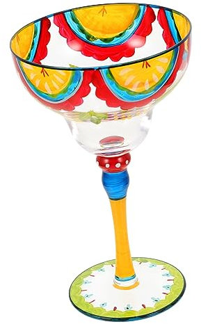 Luxshiny Copa De Vino Pintada Mano Vaso Margarita Artístico Cristal Decorativo Para Hogar y Fiesta Vidrio Transparente Elegante
