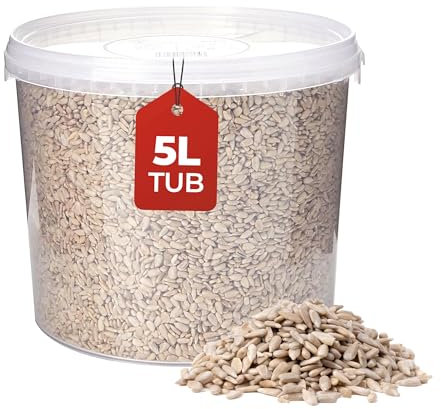 Beewarm Premium Wild Bird Food – Sunflowers Hearts for Garden Birds – High Energy Wild Food, No Mess Bird Feed For All Species (5L Tub, Sunflowers Hearts)