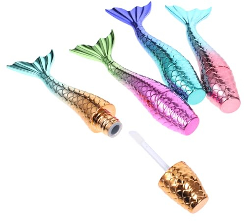 CALLARON 4pcs Mermaid Lipstick Container Lip Gloss Tubes Elf Lip Stain Portable Reusable