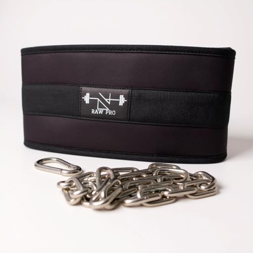 DanRaw Pro Fabric Dip Belt with Chain – Black Weighted Belt for Pull-Ups, Dips & Strength Training – Heavy-Duty Gym Accessory for Home, Studio & Fitness Workouts