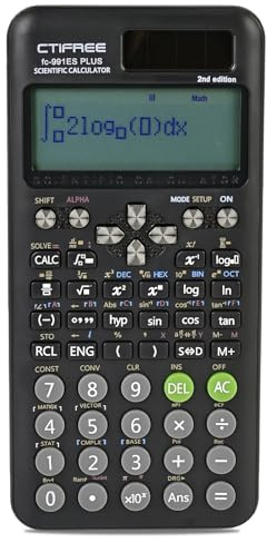 Scientific Calculator 417 Functions 4-Line Display for Secondary School | Students Teachers Office Home, GCSE A-Level, Dual Power Solar Battery Auto-Off Desk Black Calculator with Portable Hard Case