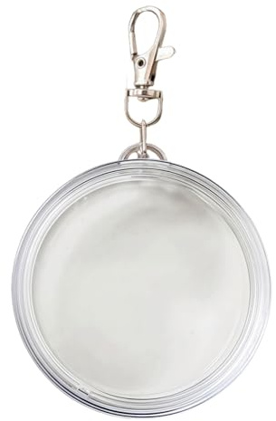 Hperu Mynthållare nyckelring, klar plast rund myntkapsel, souvenir förvaringsbehållare, 3,57 cm