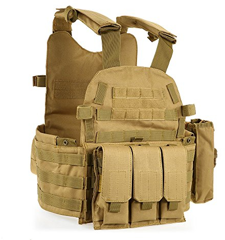 Lixada Taktische Einsatzweste Military Molle Weste für Camping Wandern, Versteiftes 600D Oxford Tuch