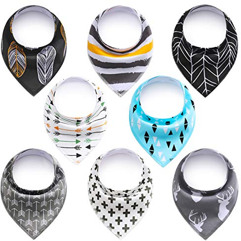 SONARIN Baby bandana dregel haklappar dregelhaklappar för pojkar, dregel och tandsprickning, superabsorberande organisk bomull bandana haklappar, 8-pack