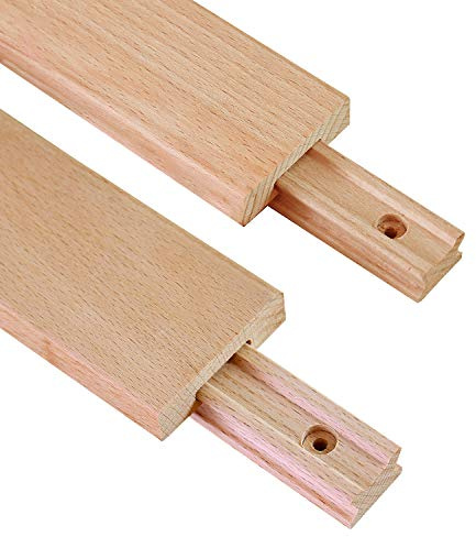 2 PCS Wax Coated 18 Inches Wood Drawer Slide, Classic Traditional Wood Center Guide Track