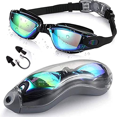 flintronic Schwimmbrille, Taucherbrille mit Etui & Ohrstöpseln & Nasenclips, Schwimmbrille mit Antibeschlag und UV Schutz für Erwachsene Herren & Damen
