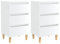 vidaXL 2X Nachttisch mit Holzbeinen 3 Schubladen Nachtschrank Nachtkonsole Nachtkommode Schlafzimmer Schrank Kommode Hochglanz-Weiß 40x35x69cm