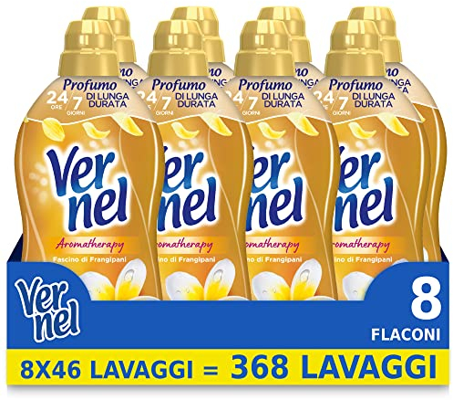 Vernel Aromatherapy Fascino di Frangipani, Ammorbidente Lavatrice Concentrato, Sensazione di Profumo come appena lavato, 8 x 46 lavaggi, totale 368 lavaggi