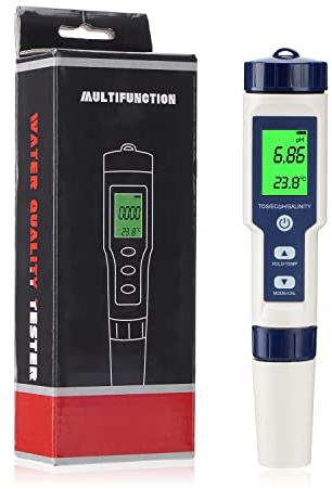 PRECIPETTE pH mätare 5-i-1 TDS EC salthalt temperatur pH meter tester digital TDS mätare för dricksvatten pool akvarium vattenkvalitet testare ppm