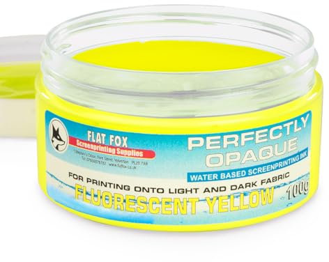 Flat Fox Tinte für Siebdruck, blickdicht, auf Wasserbasis, 100 g (fluoreszierendes Gelb)