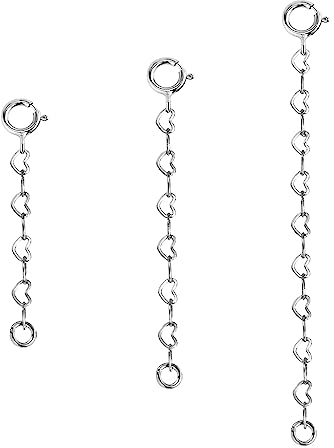 ALEXCRAFT Extensión de cadena para collar, extensión doble de cadena de plata y oro para collar, pulsera, cadena de tobillo, cierre de cadena doble, cadena de extensión para fabricación de joyas,