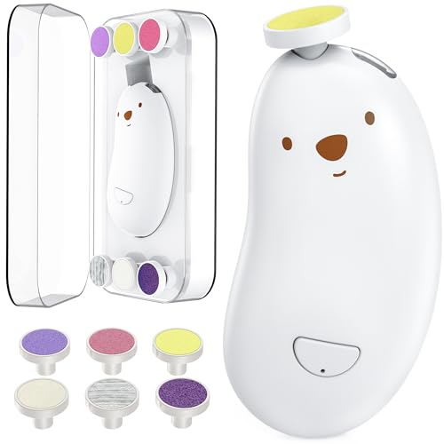 Baby-Nageltrimmer elektrisch, Goard Rechargeable Baby Nail Clippers with 6 Grinding Heads, LED Light, Safe Baby Nail File Set for Newborn Toddler Toes & Fingernails Polish, Trim Care, Ergonomic Grip