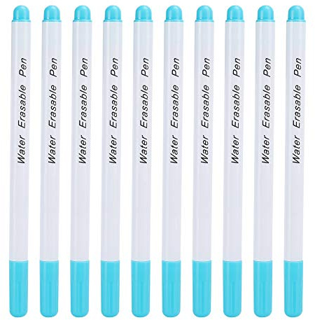 Generic - Bolígrafo Borrable con Agua, 10 Piezas, Sola Cabeza Azul, Marcador de Tela, Plástico + Fibra